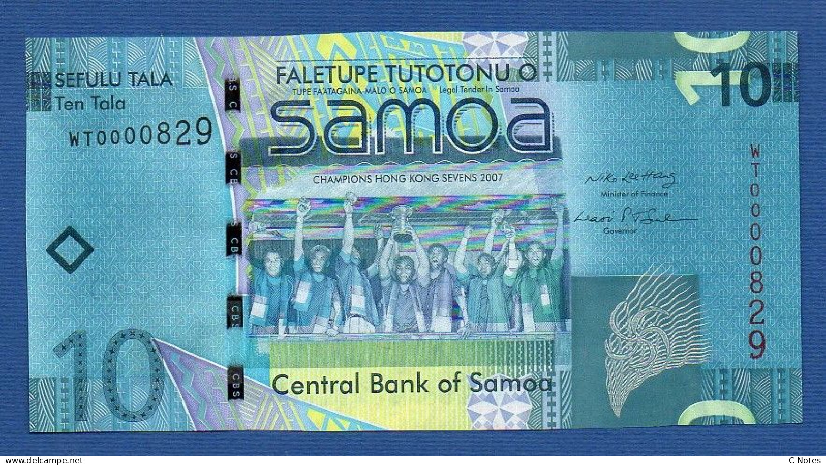 SAMOA - P.39a – 10 TALA ND (2008) UNC, S/n WT0000829 LOW SERIAL NUMBER - Samoa