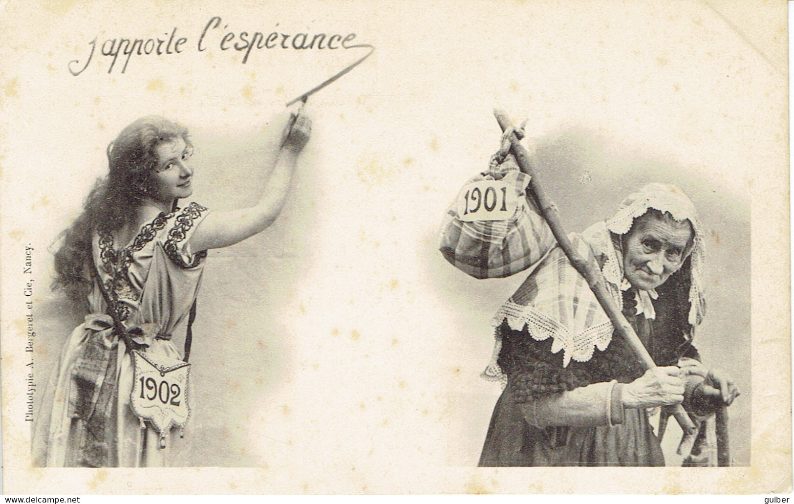 Fantaisie J'apporte L'esperance  1901-1902  Bergeret Nancy - Nieuwjaar