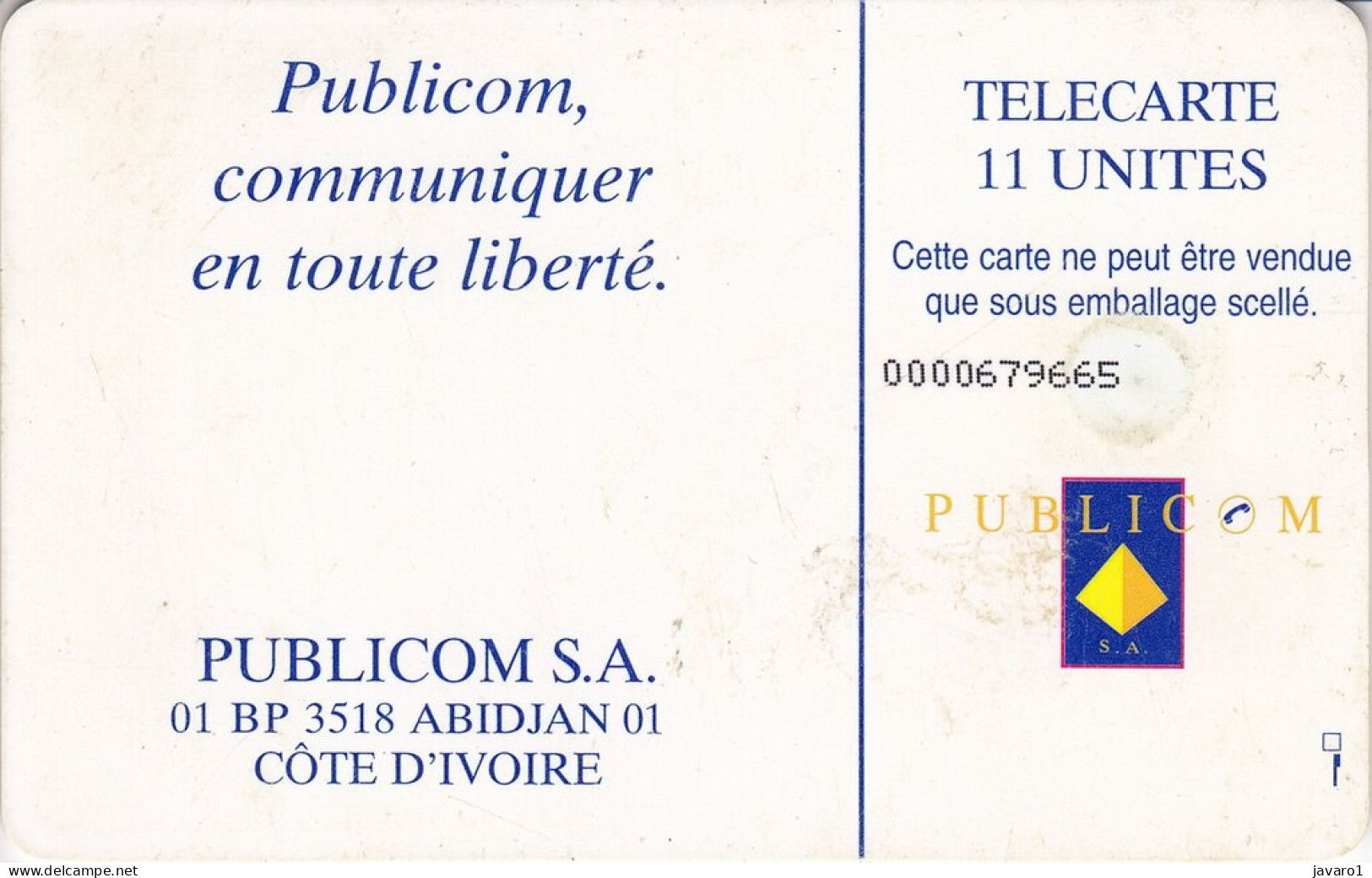 IVORY-COAST : PUB-0005A Logo 11 ( Batch: 492617) USED - Côte D'Ivoire