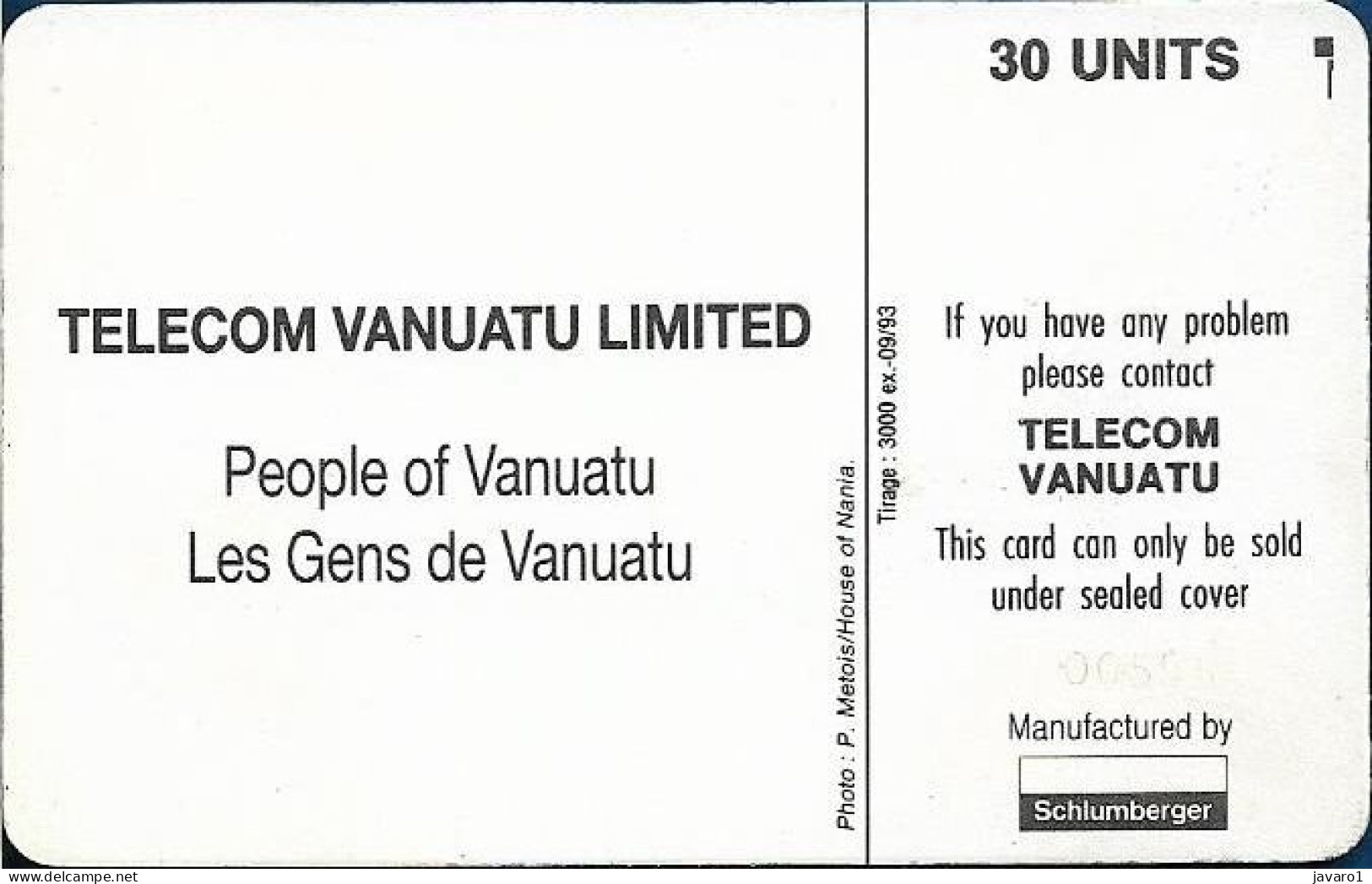 VANUATU : TVA-0007 Young Girl (Chip SC5) ( Batch: 000555) MINT - Vanuatu