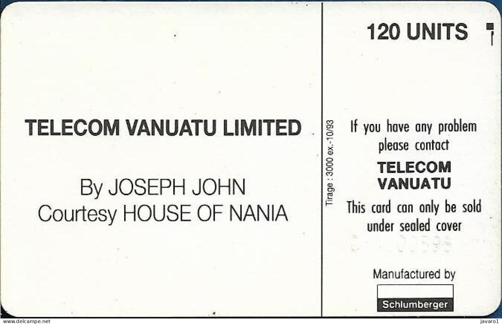 VANUATU : TVA-0012 Boxing ( Batch: C3A000598) USED - Vanuatu