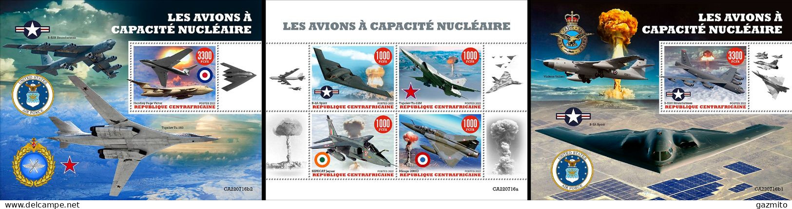 Centrafrica 2022, Nuclear Capable Aircraft, Planes, 3val In BF+2BF - Atomo