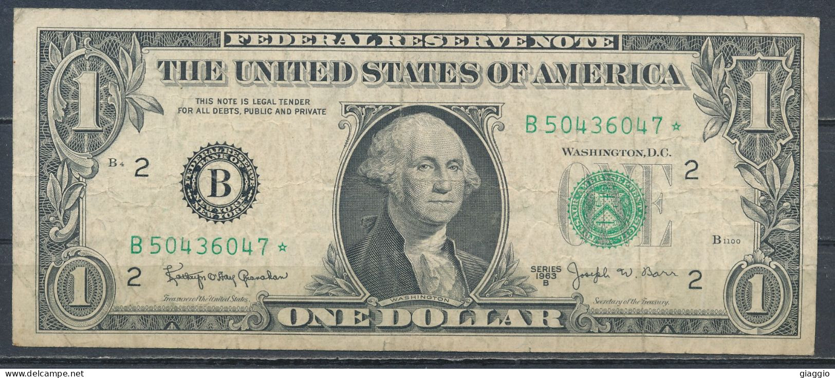 °°° USA - 1 DOLLAR 1963 B STAR B °°° - Billets De La Federal Reserve (1928-...)