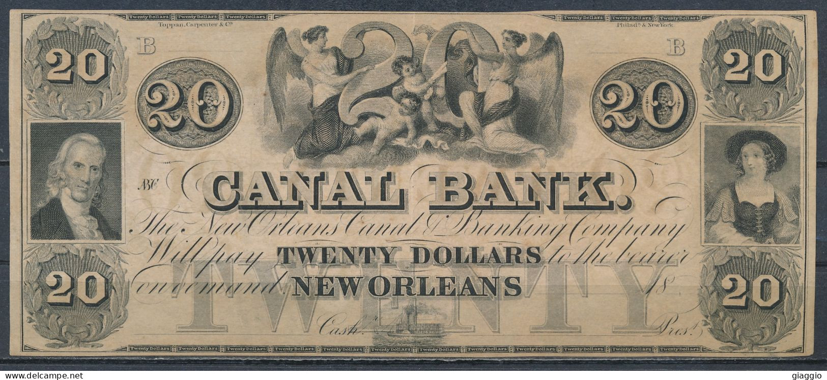 °°° USA - 20 DOLLARS 1850 CANAL BANK NEW ORLEANS B °°° - Divisa Confederada (1861-1864)