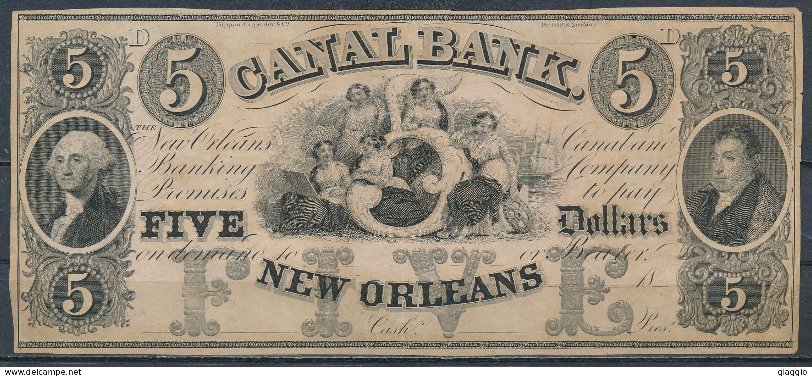 °°° USA - 5 DOLLARS 1840 CANAL BANK NEW ORLEANS D °°° - Devise De La Confédération (1861-1864)