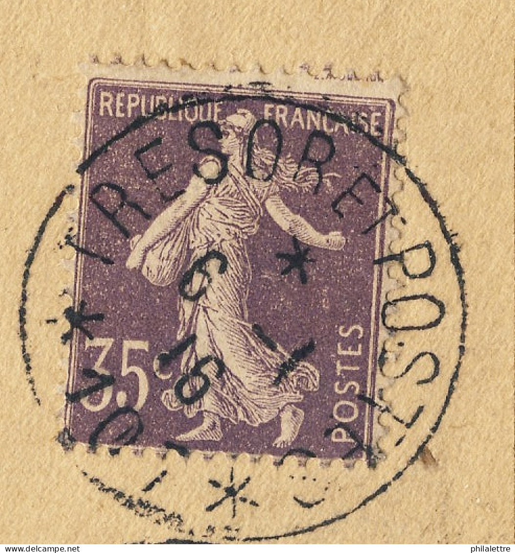 FRANCE - 1915 - LAC Recommandée Affranchie Yv.136 35c Chiffres Maigres Usage Tardif Du Secteur Postal 107 Pour Bourgoin - Guerra Del 1914-18