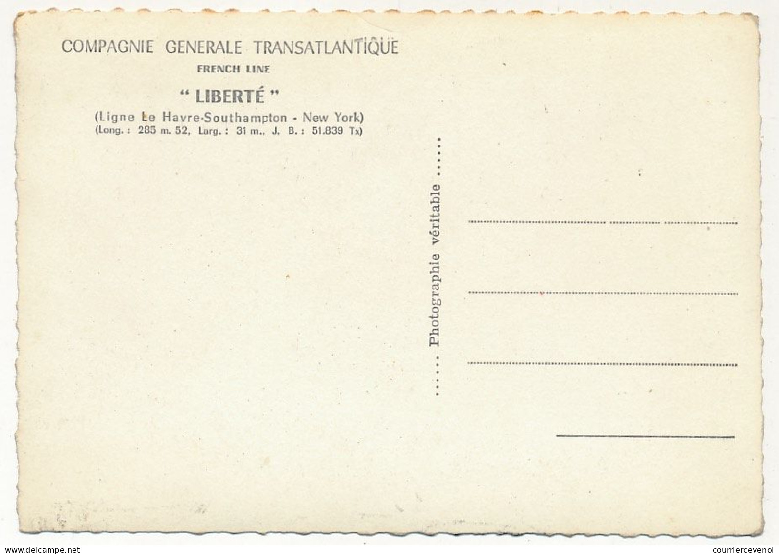 CPM - Compagnie Générale Transatlantique - French Line - LIBERTÉ - Passagiersschepen