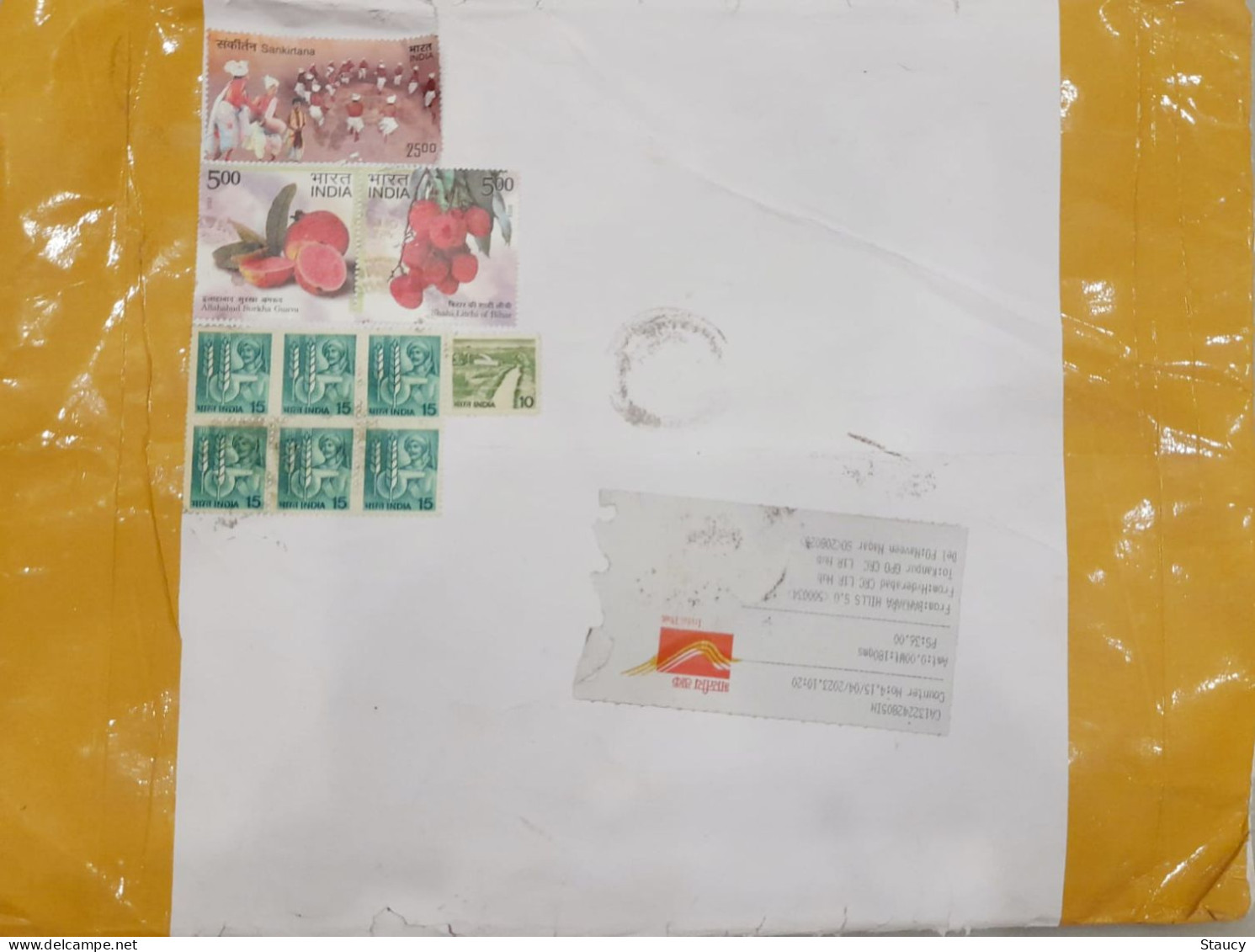 INDIA 2023 10 Stamps Definitive & Commemorative Franked On Registered Speed Post Cover As Per Scan - Agriculture