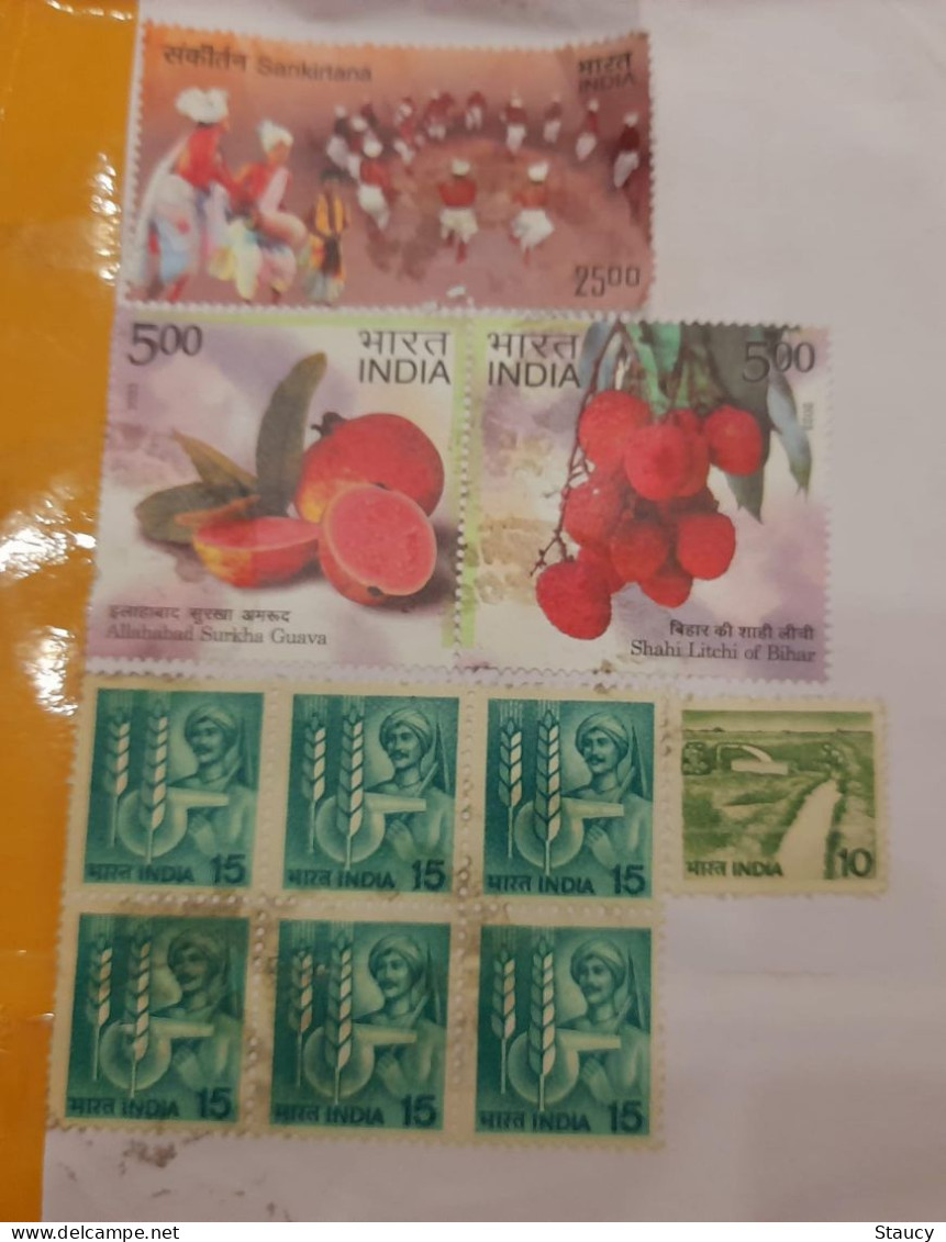 INDIA 2023 10 Stamps Definitive & Commemorative Franked On Registered Speed Post Cover As Per Scan - Agriculture
