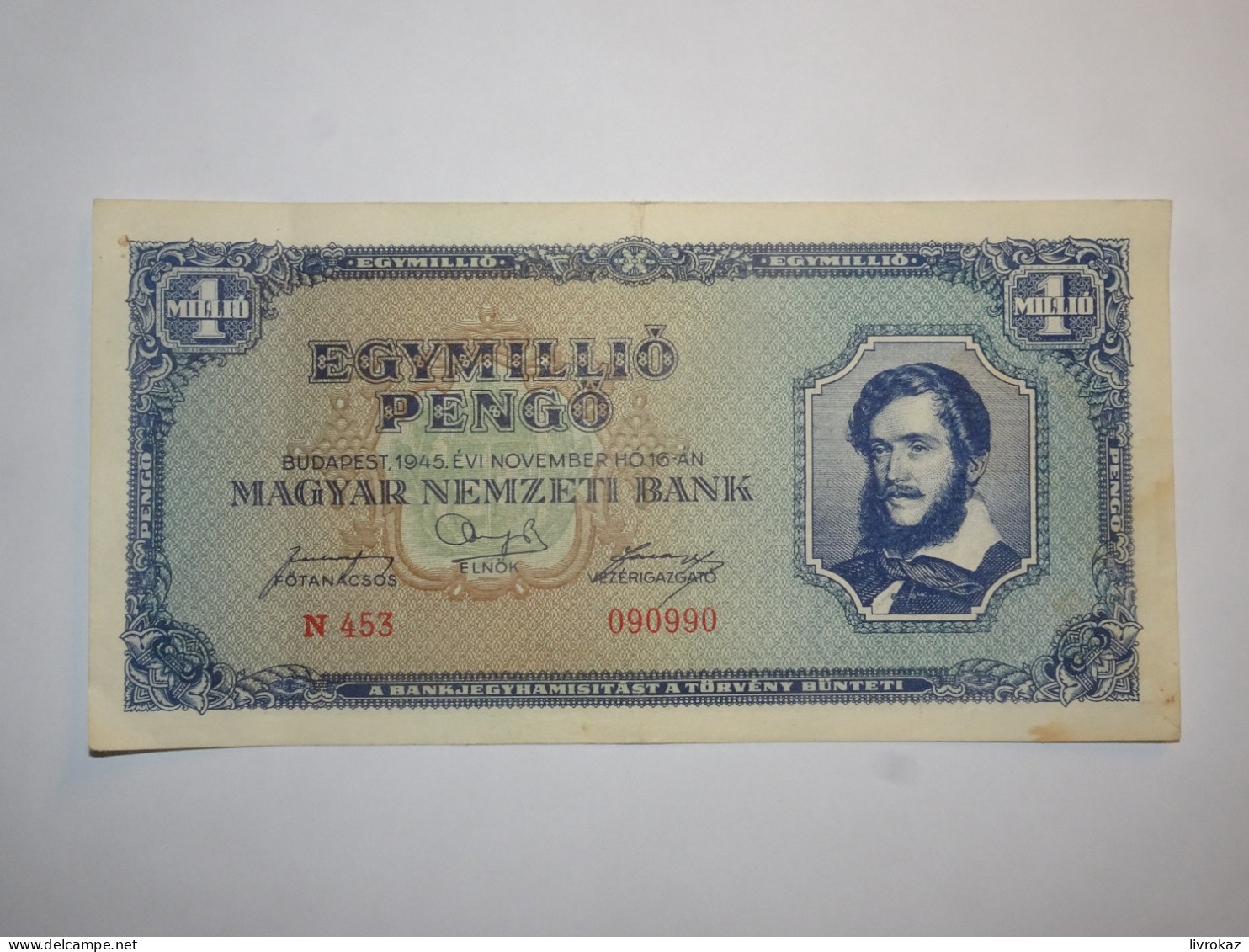 Hongrie, Hungary Banknotes 1 000 000 EGYMILLIÓ PENGŐ MAGYAR NEMZETI BANK Budapest 1945 - Hongrie