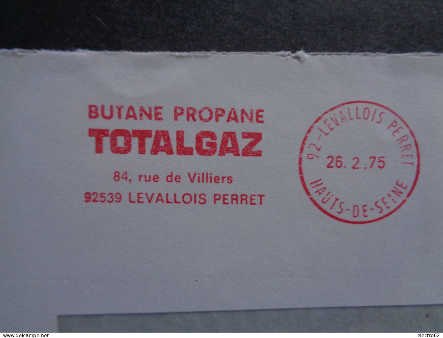 France EMA Levallois Perret TOTALGAZ Total  Gaz Butane  Propane 26-2-1975 Hauts-De-Seine 92  84 Rue De Villiers Gas Gass - Gaz