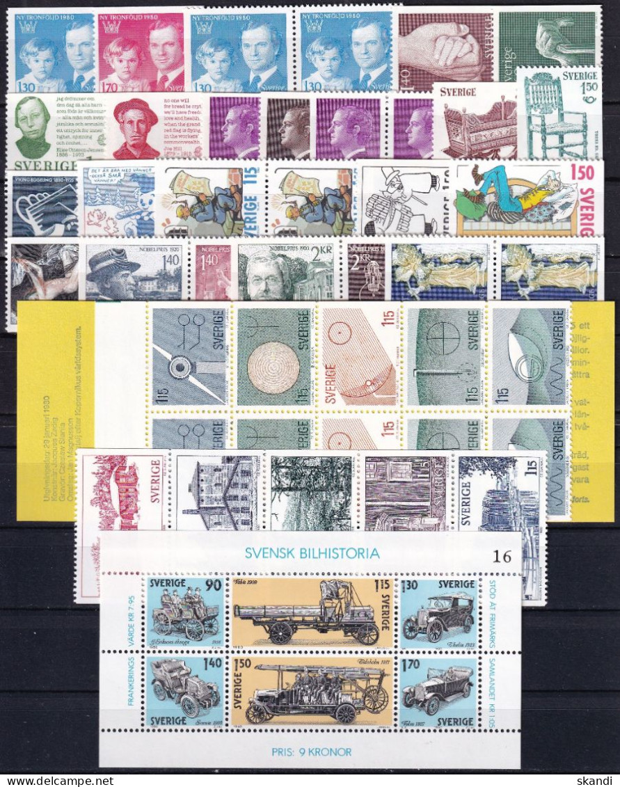 SCHWEDEN 1980 Mi-Nr. 1096-1133 Jahrgang/year Set ** MNH - Volledig Jaar