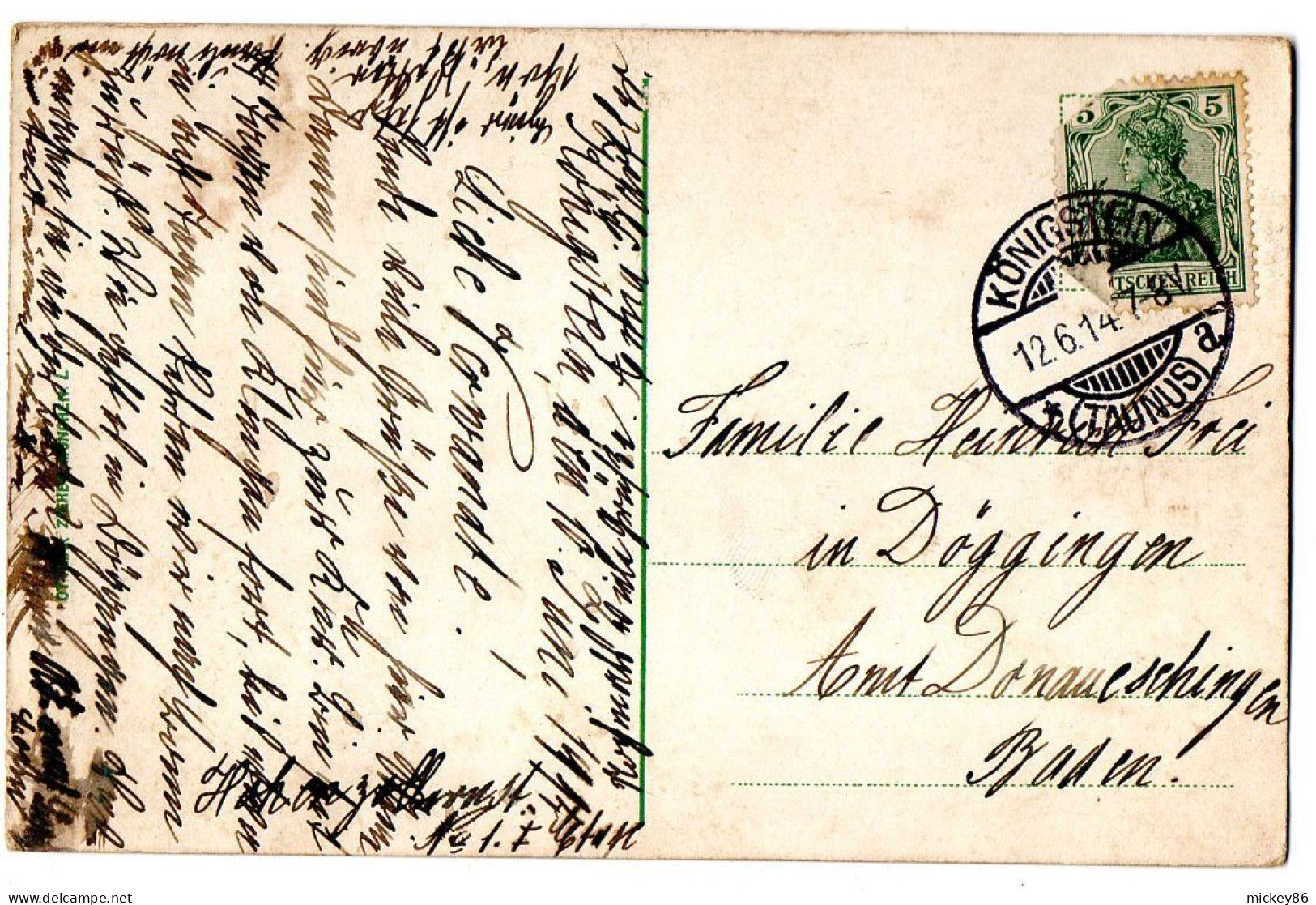 Allemagne-TAUNUS-1914-Gruss Aus Dem Taunus--Multivues(Konigstein-Felberg-Cronberg-Soden)....colorisée..timbre..cachet - Taunus