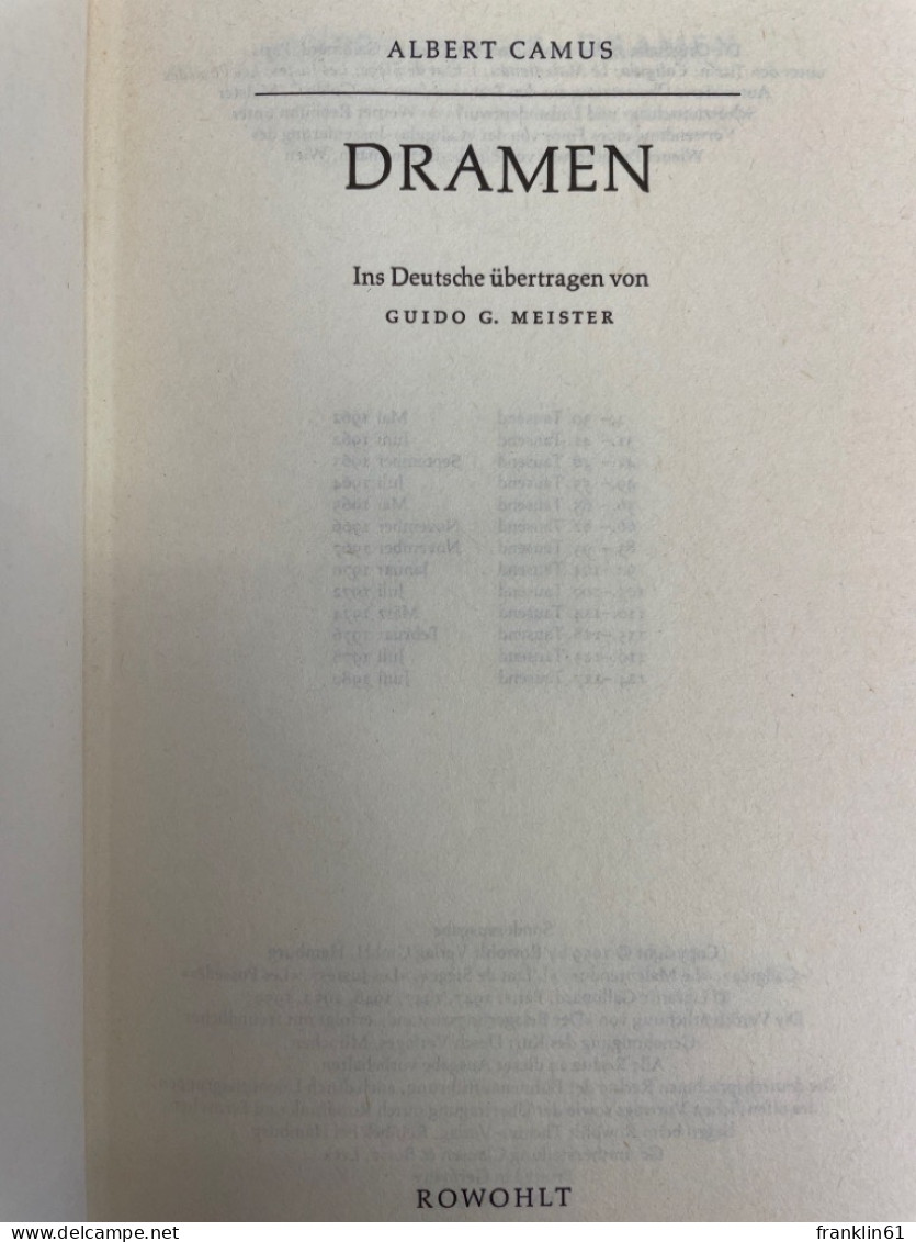 Dramen. - Poems & Essays