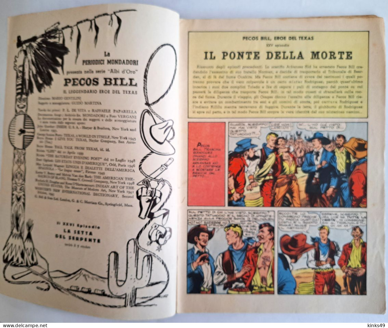 B226> PECOS BILL Albo D'Oro Mondadori N° 230 - XXV° Episodio < Il Ponte Della Morte > 7 OTTOBRE 1950 - First Editions