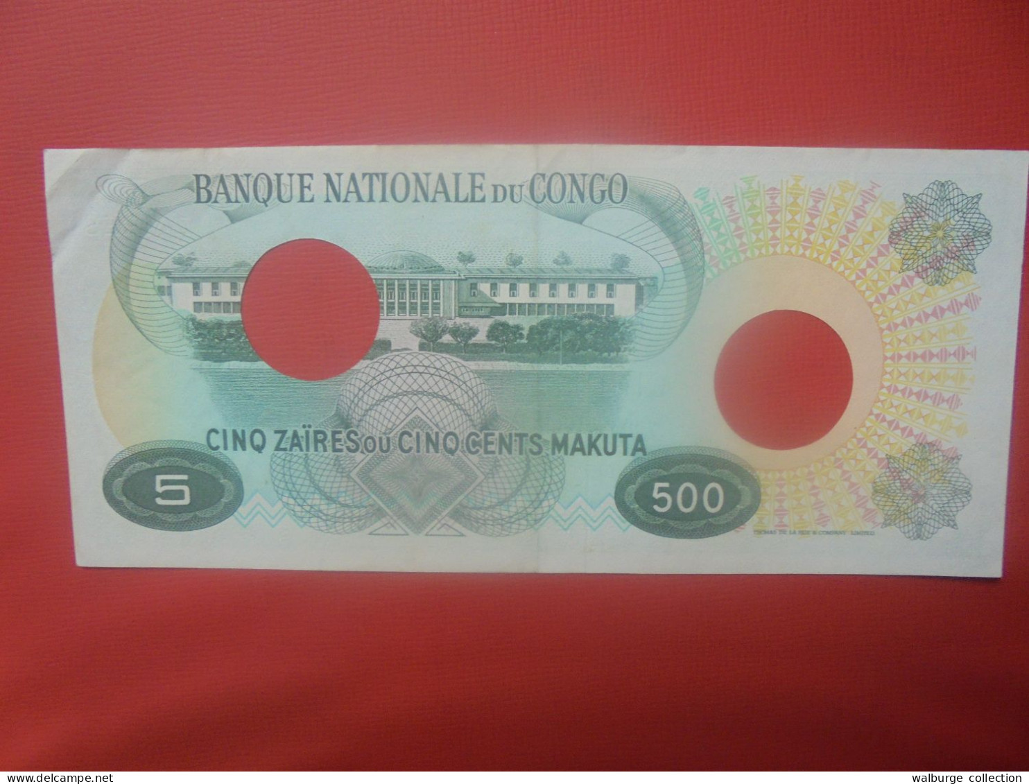 CONGO 5 ZAIRES Ou 500 MAKUTA 1967 Circuler "Annulé" ASSEZ RARE ! (B.29) - Democratische Republiek Congo & Zaire