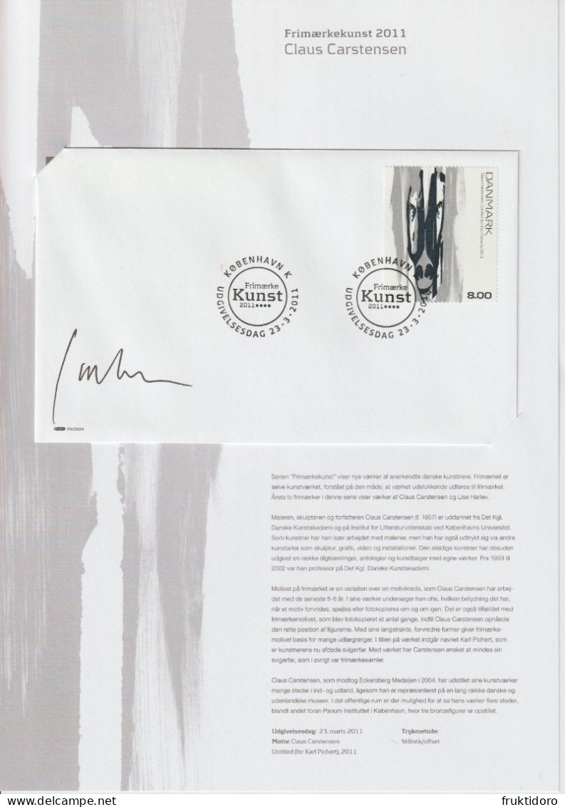 Denmark First Day Sheet With FDC Mi 1638 Paintings - Stamp Art By Claus Carstensen - Untitled - 2011 - Briefe U. Dokumente