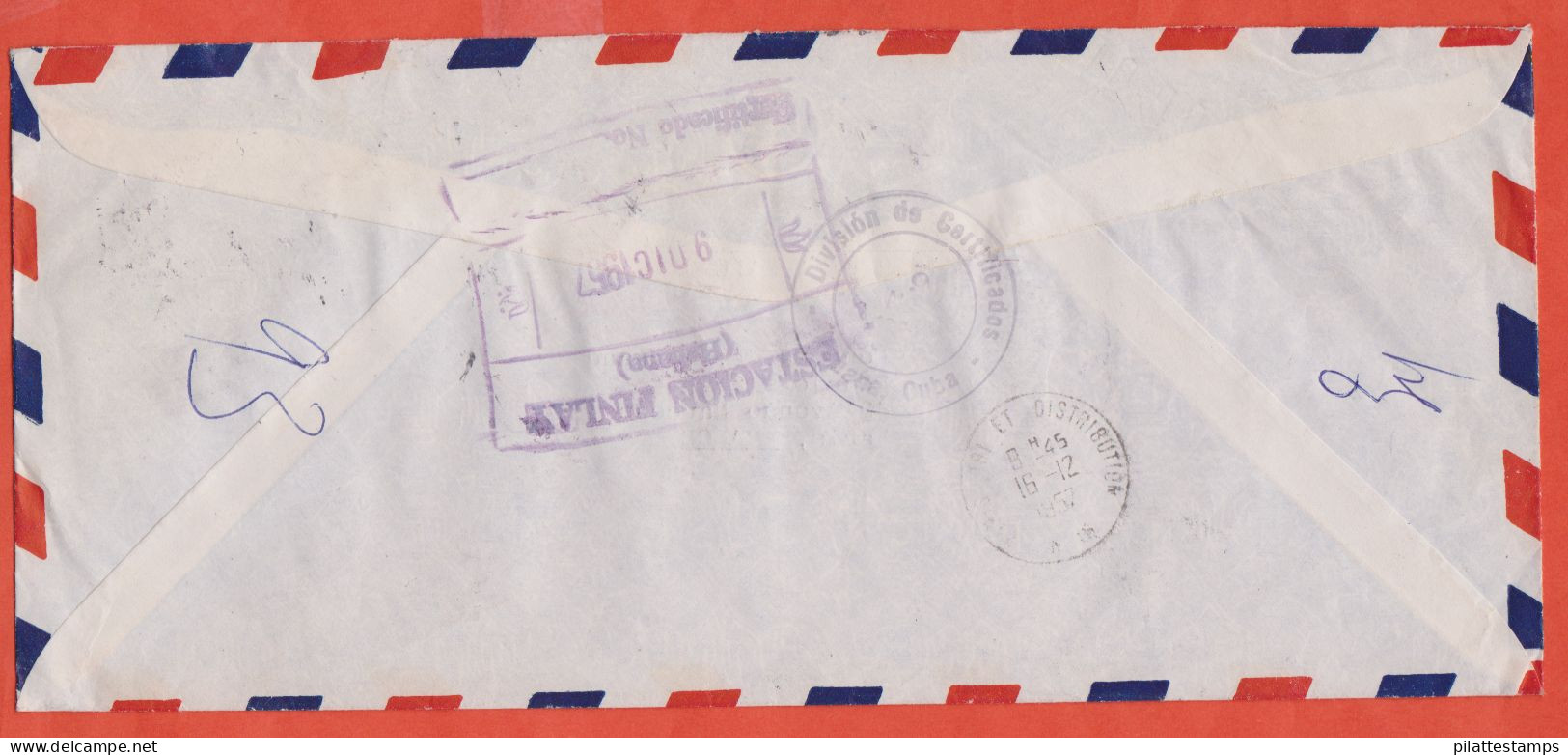 CUBA LETTRE RECOMMANDEE DE 1957 POUR PARIS FRANCE - Storia Postale