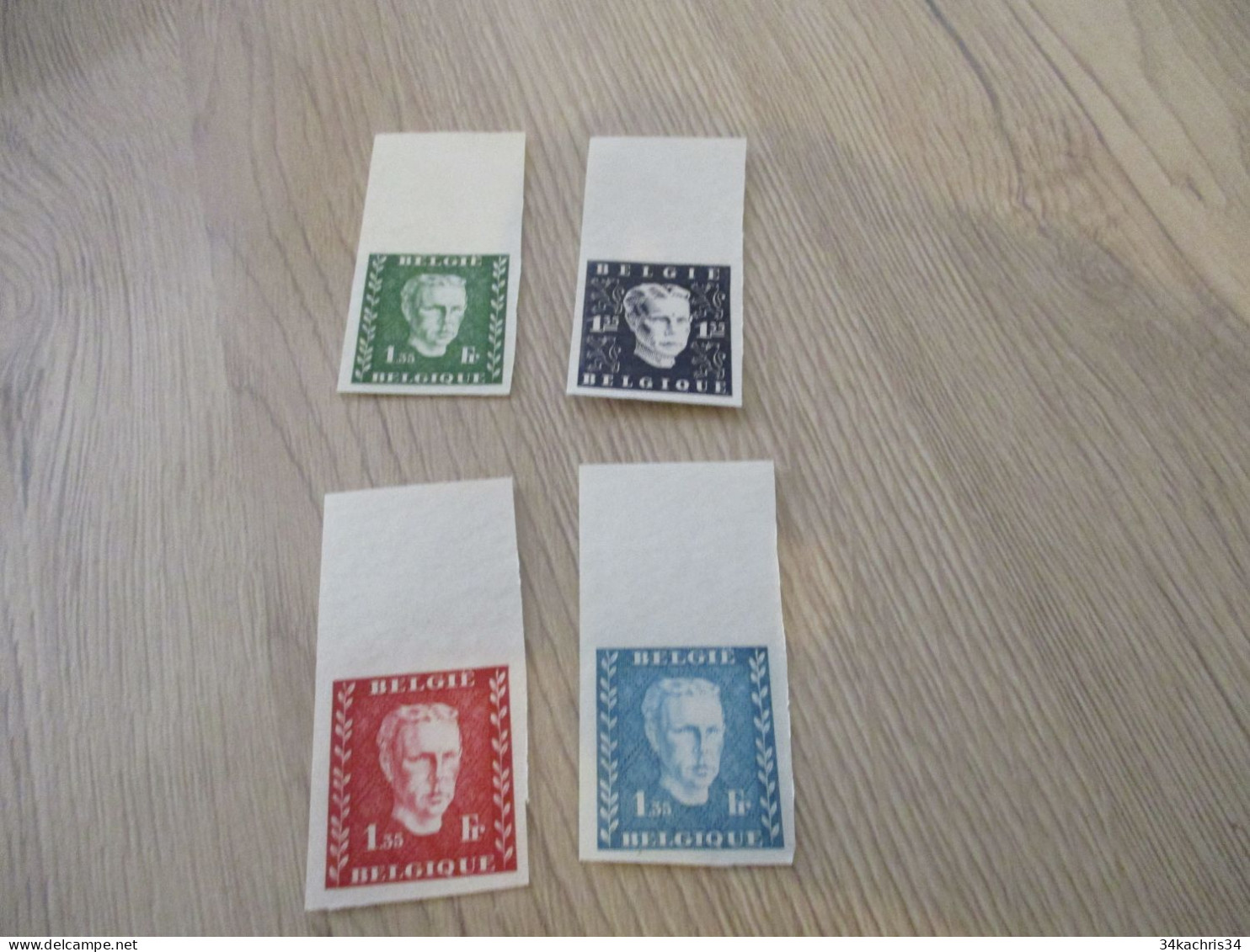 Essai - Prince Charles (1947) Belgique Belgie   4 Non Dentelés Sans Gomme Rare!!! - Proofs & Reprints