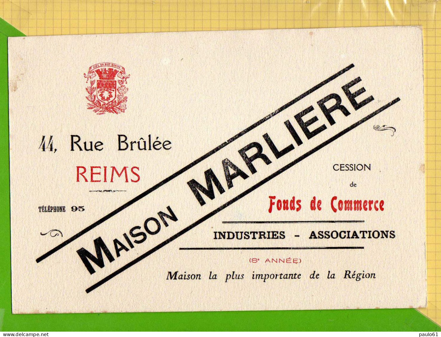 BUVARD . BLOTTER    : Maison MARLIERE Industrie REIMS  (Grand Format ) - Elektriciteit En Gas