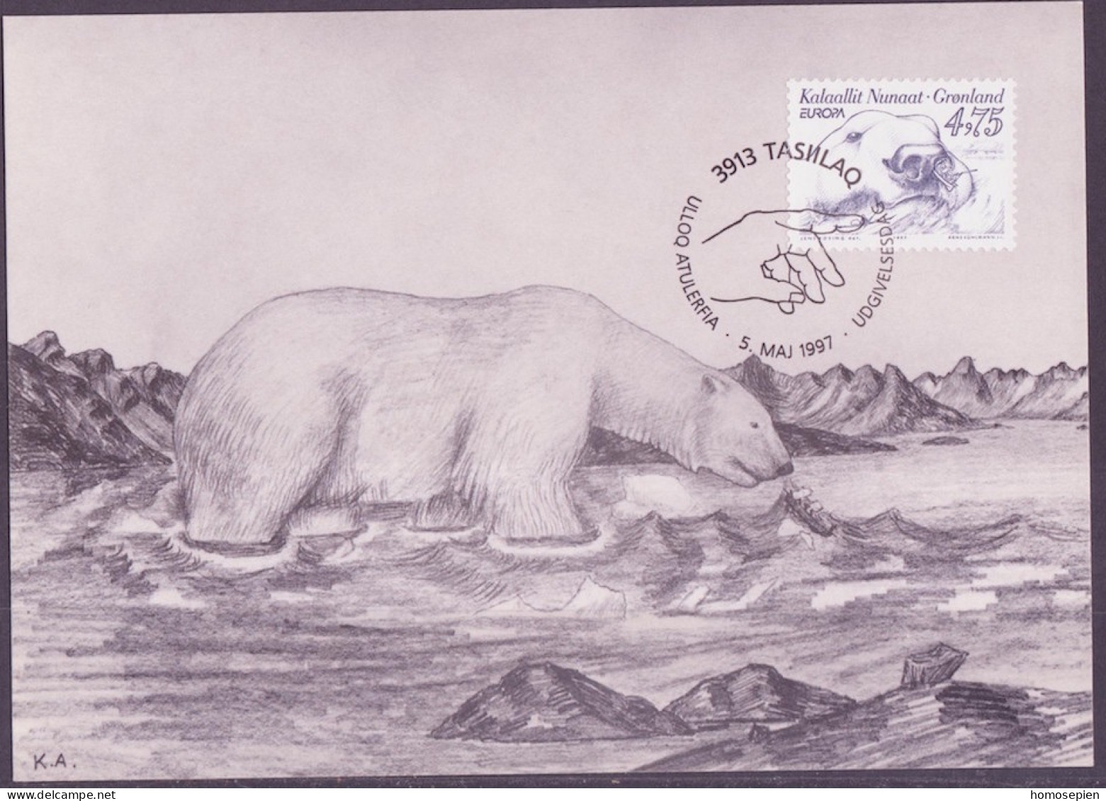 Groenland - Grönland - Greenland - Danemark CM 1997 Y&T N°288 - Michel N°MK309 - 4,75k EUROPA - Maximum Cards