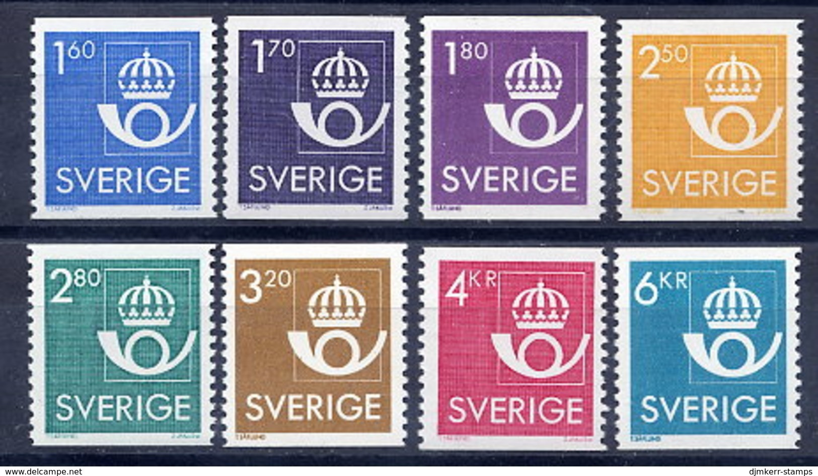 SWEDEN 1985-87 Crown And Posthorn Definitive Set MNH / **.  Michel 1316-18, 1379-80, 1420-22 - Ungebraucht