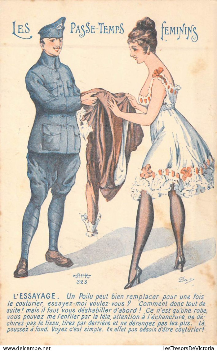 FANTAISIE - FEMMES - Les Passe Temps Féminins - L'éssayage  - Carte Postale Ancienne - Women