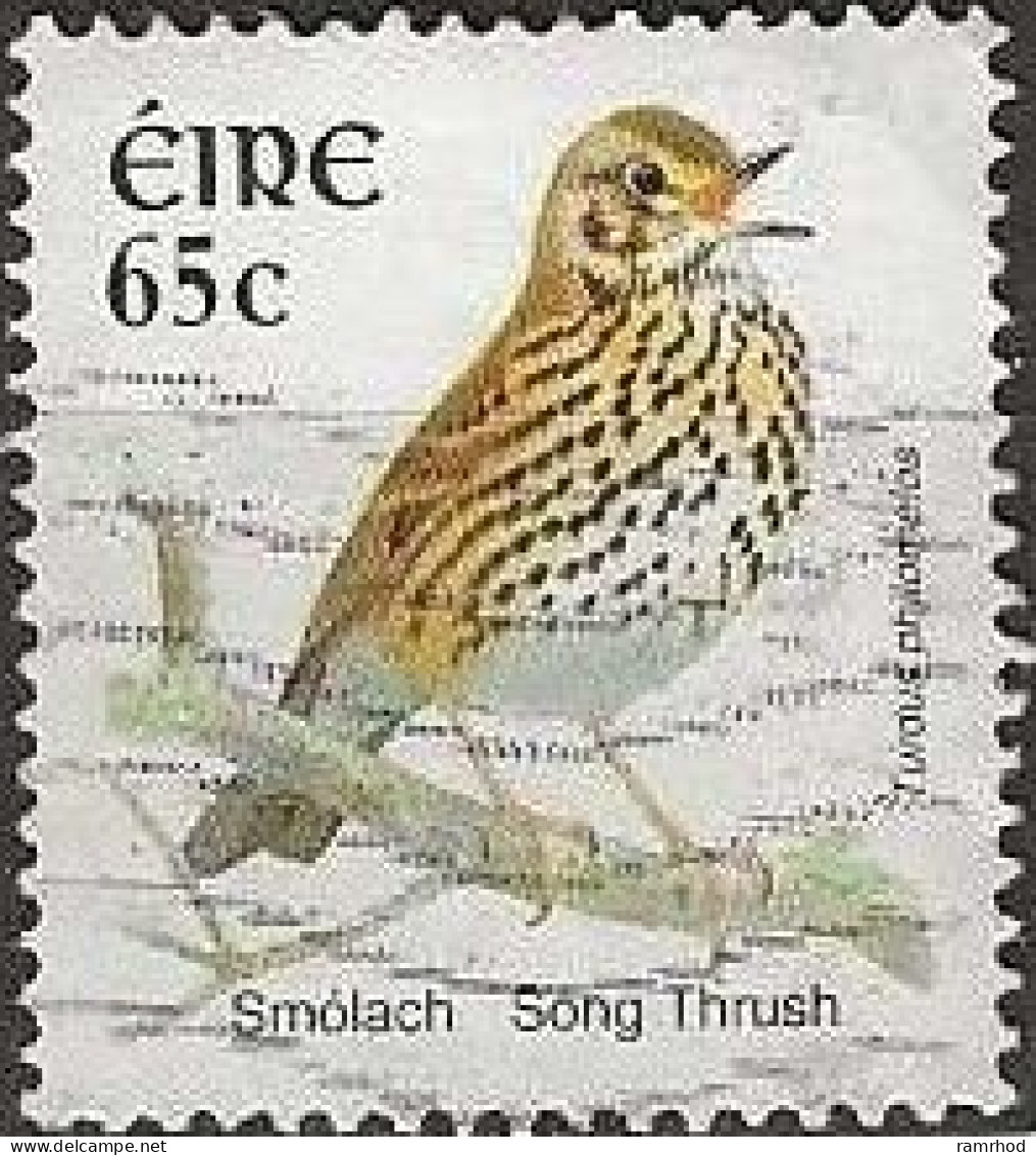 IRELAND 2002 New Currency. Birds - 65c. - Song Thrush FU - Used Stamps