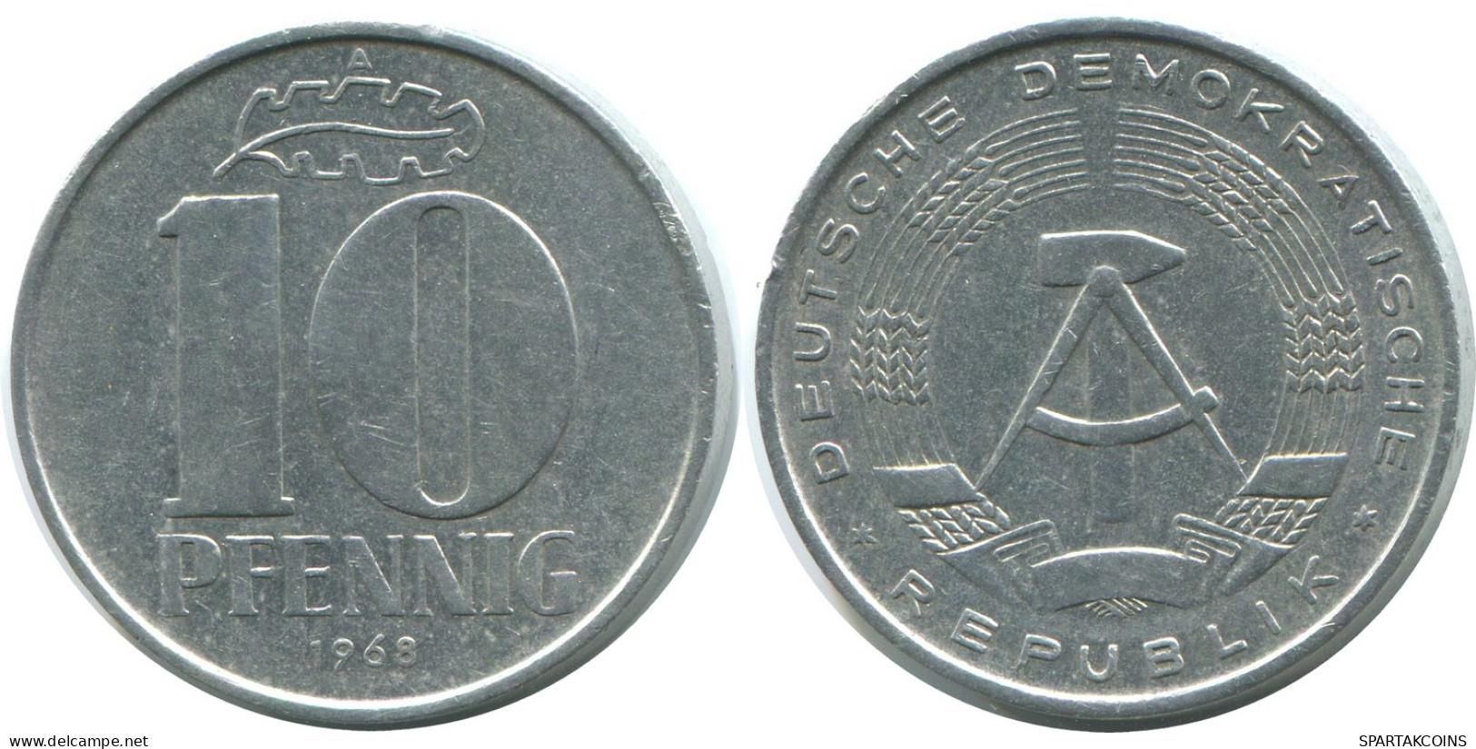 10 PFENNIG 1968 A DDR EAST DEUTSCHLAND Münze GERMANY #AE087.D - 10 Pfennig