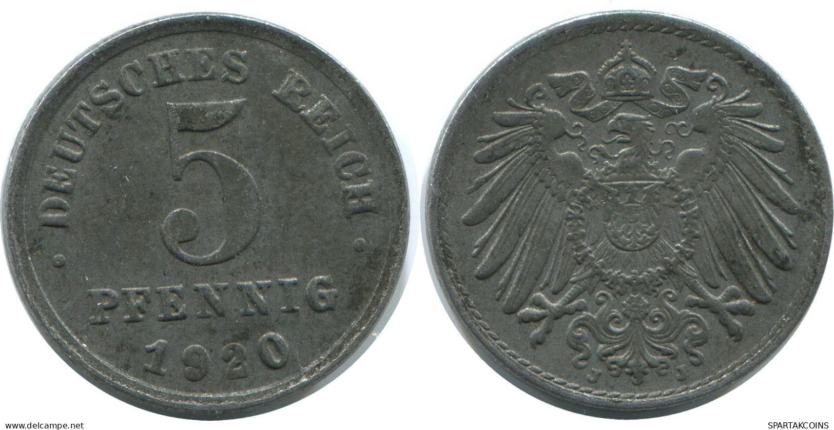 5 PFENNIG 1920 J DEUTSCHLAND Münze GERMANY #AE305.D - 5 Rentenpfennig & 5 Reichspfennig