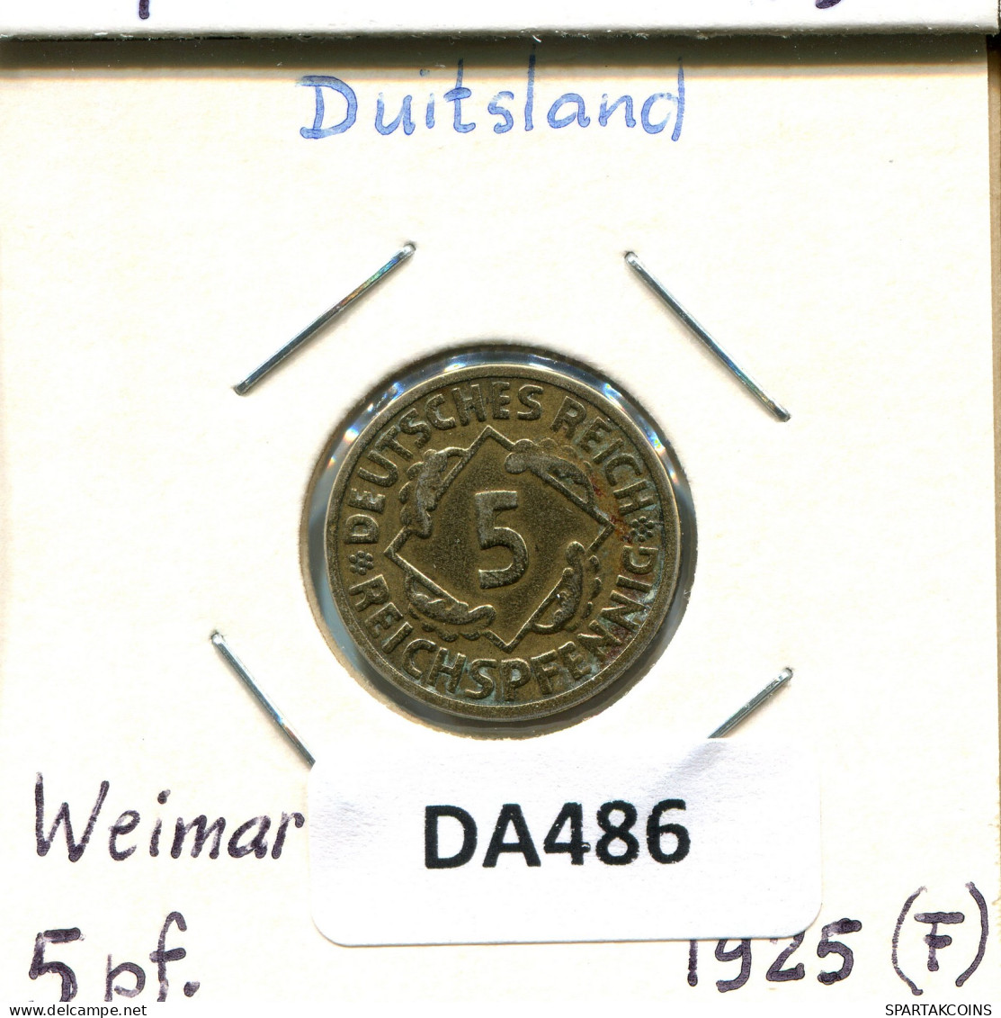 5 REICHSPFENNIG 1925 F DEUTSCHLAND Münze GERMANY #DA486.2.D - 5 Rentenpfennig & 5 Reichspfennig