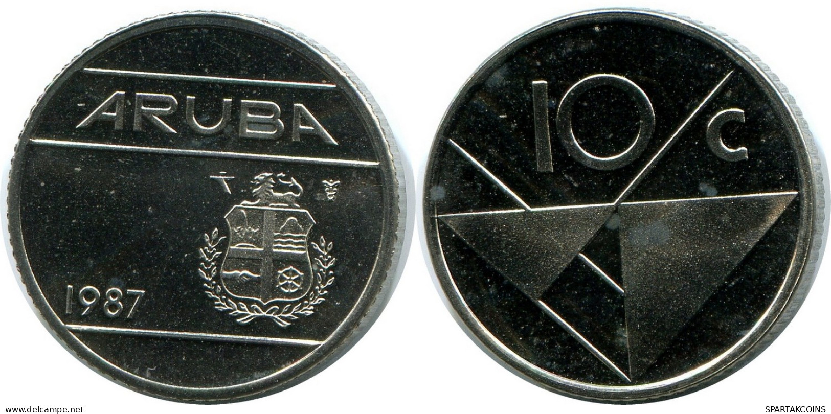 10 CENTS 1987 ARUBA Münze (From BU Mint Set) #AH074.D - Aruba