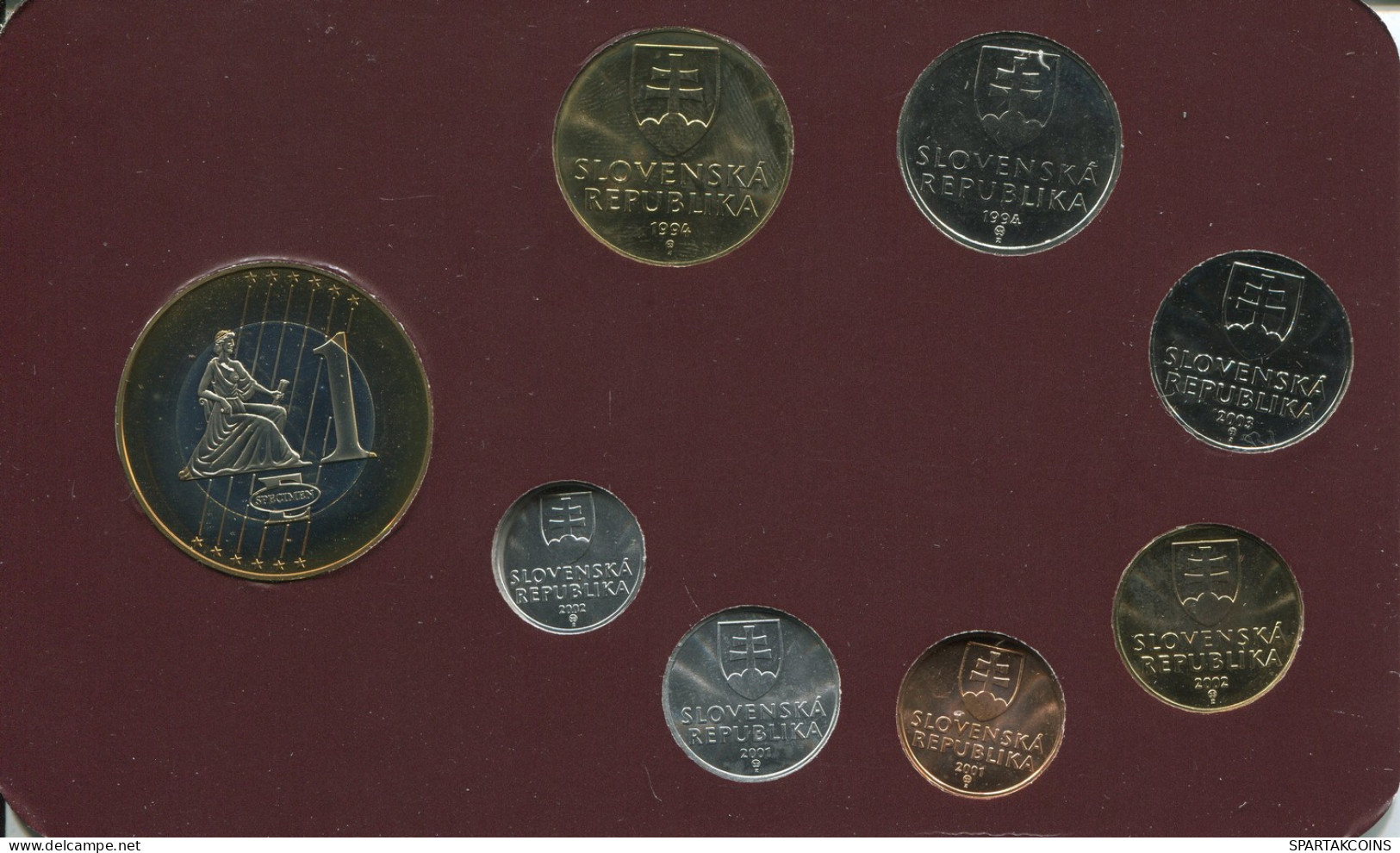 SLOVENSKA REPUBLIKA 1992-2004 Münze SET 7 Münze + MEDAL UNC #SET1253.13.D - Slowenien