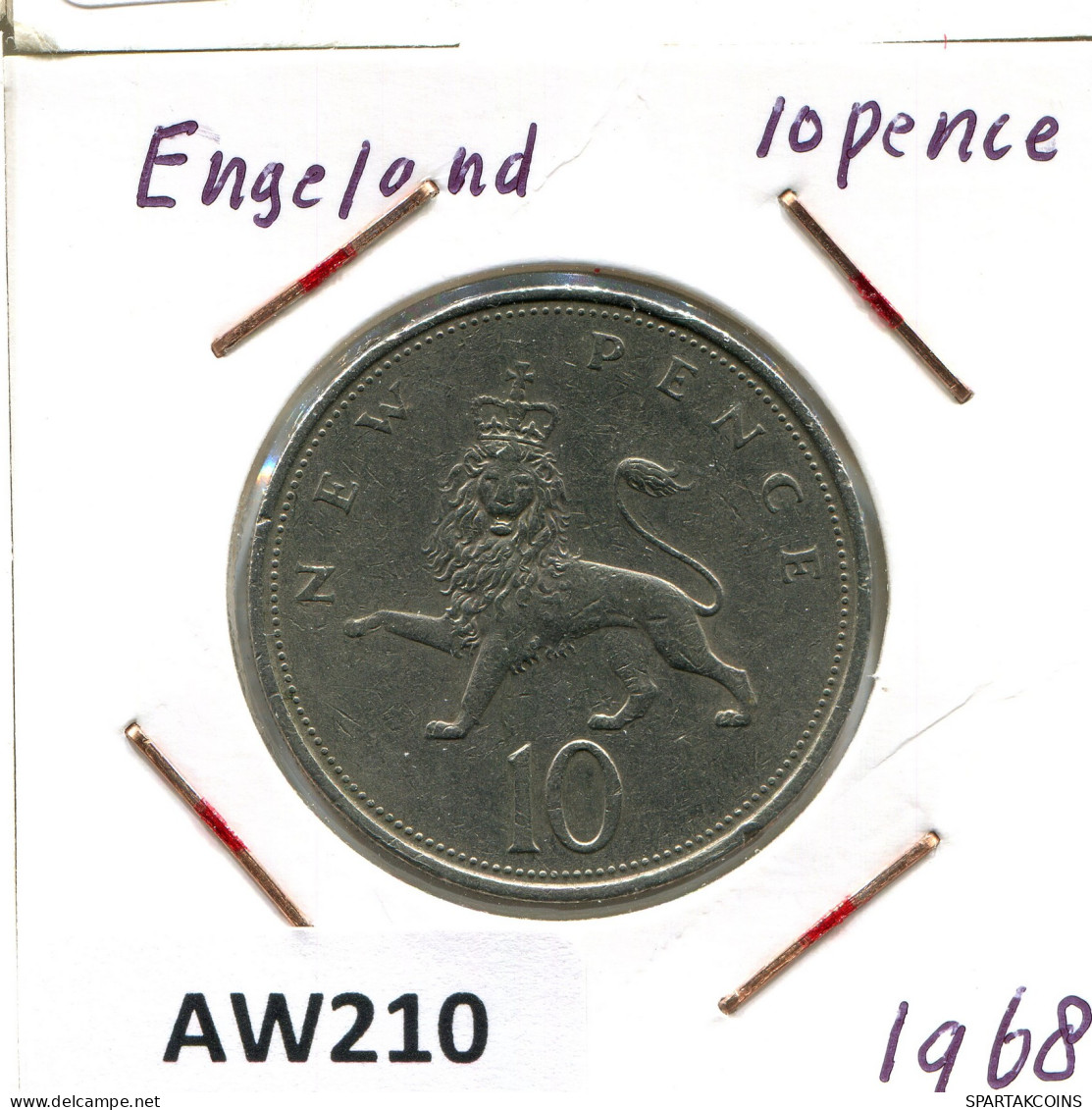10 PENCE 1968 UK GROßBRITANNIEN GREAT BRITAIN Münze #AW210.D - 10 Pence & 10 New Pence