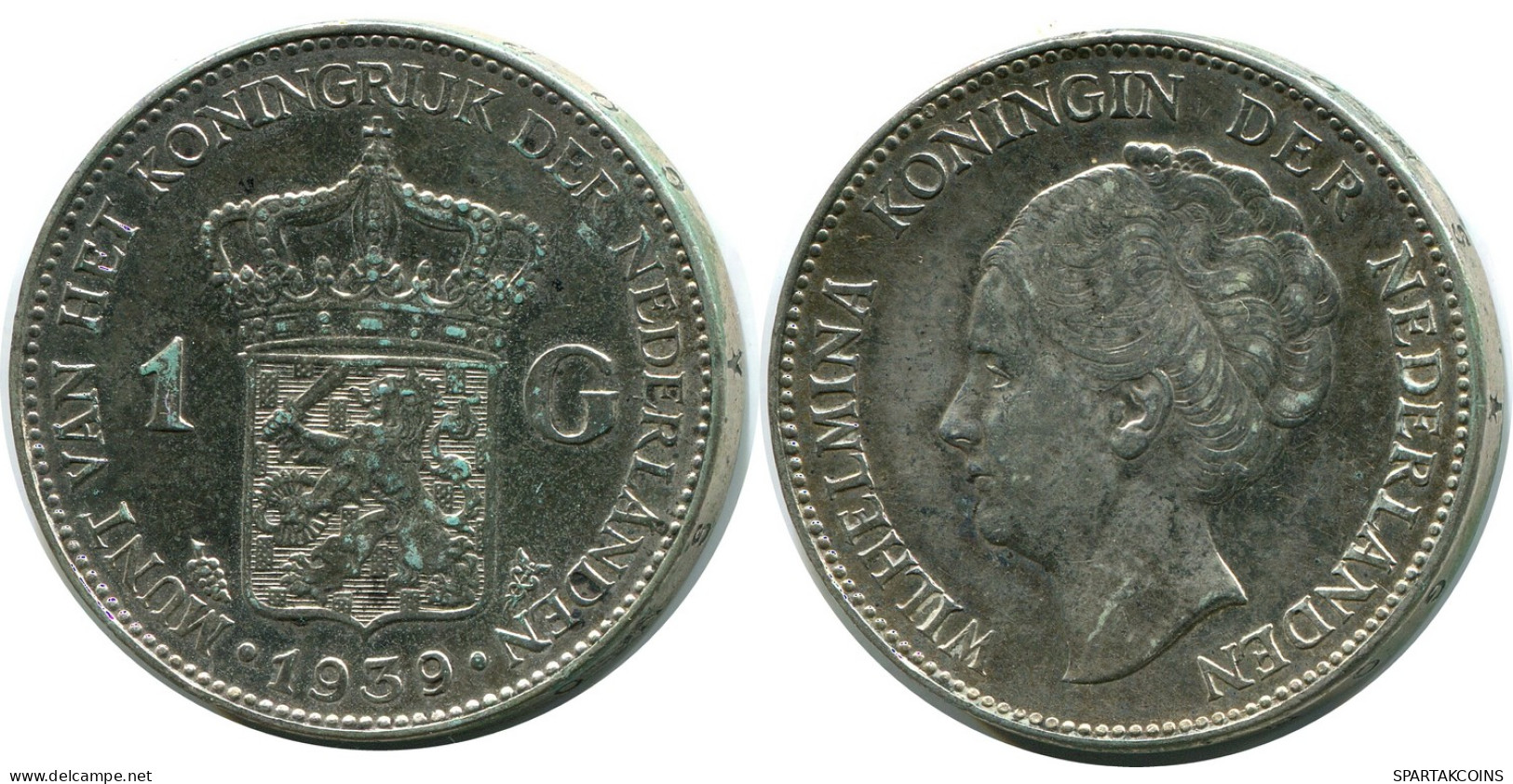 1 GULDEN 1939 NIEDERLANDE NETHERLANDS SILBER Münze #AR934.D - 1 Gulden