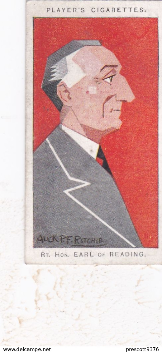 45 Rt Hon Earl Of Reading  -   Straight Line Caricatures 1926 - Players Cigarette Card - Player's