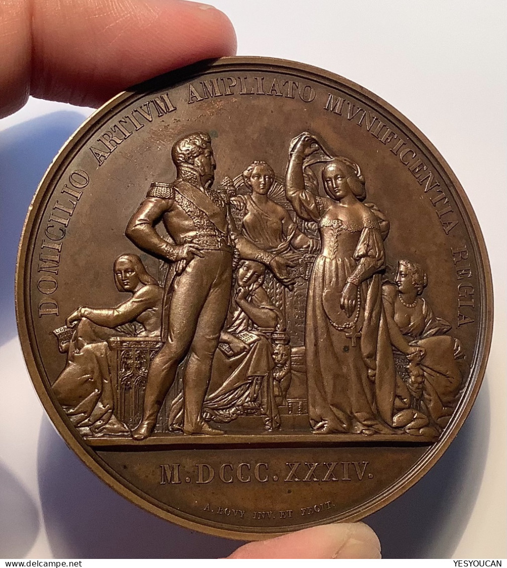 Médaille Cuivre Antoine Bovy 1834 Peinture D’Espagne Louvre (medal Schweiz Genéve Genf France Louis Philippe I Art - Autres & Non Classés