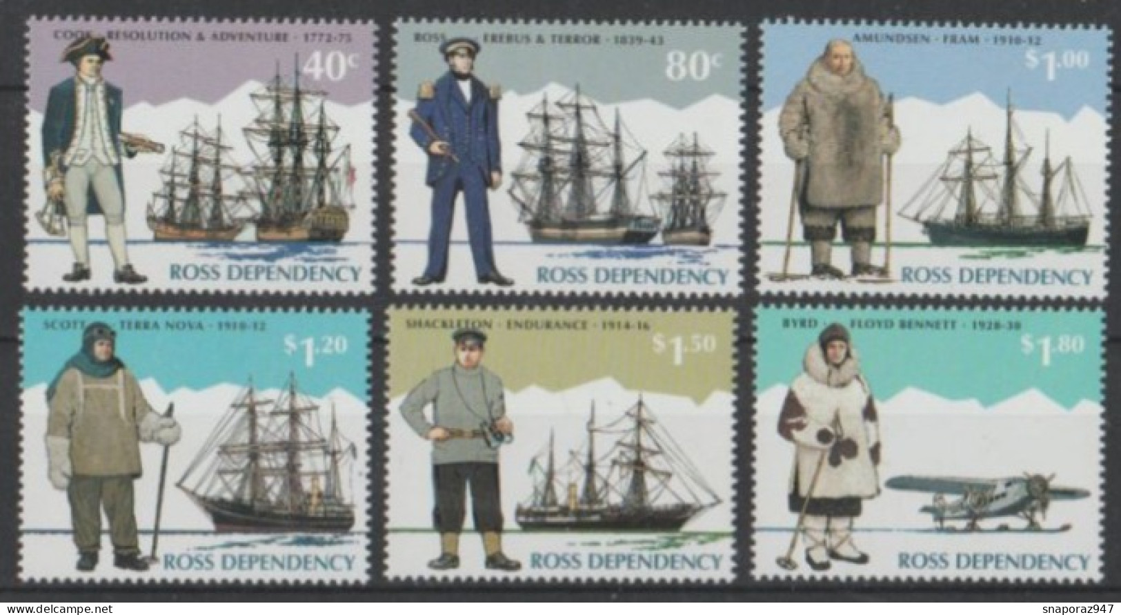 1995 Ross Antarctic Explorers Set MNH** Fo161 - Explorateurs & Célébrités Polaires