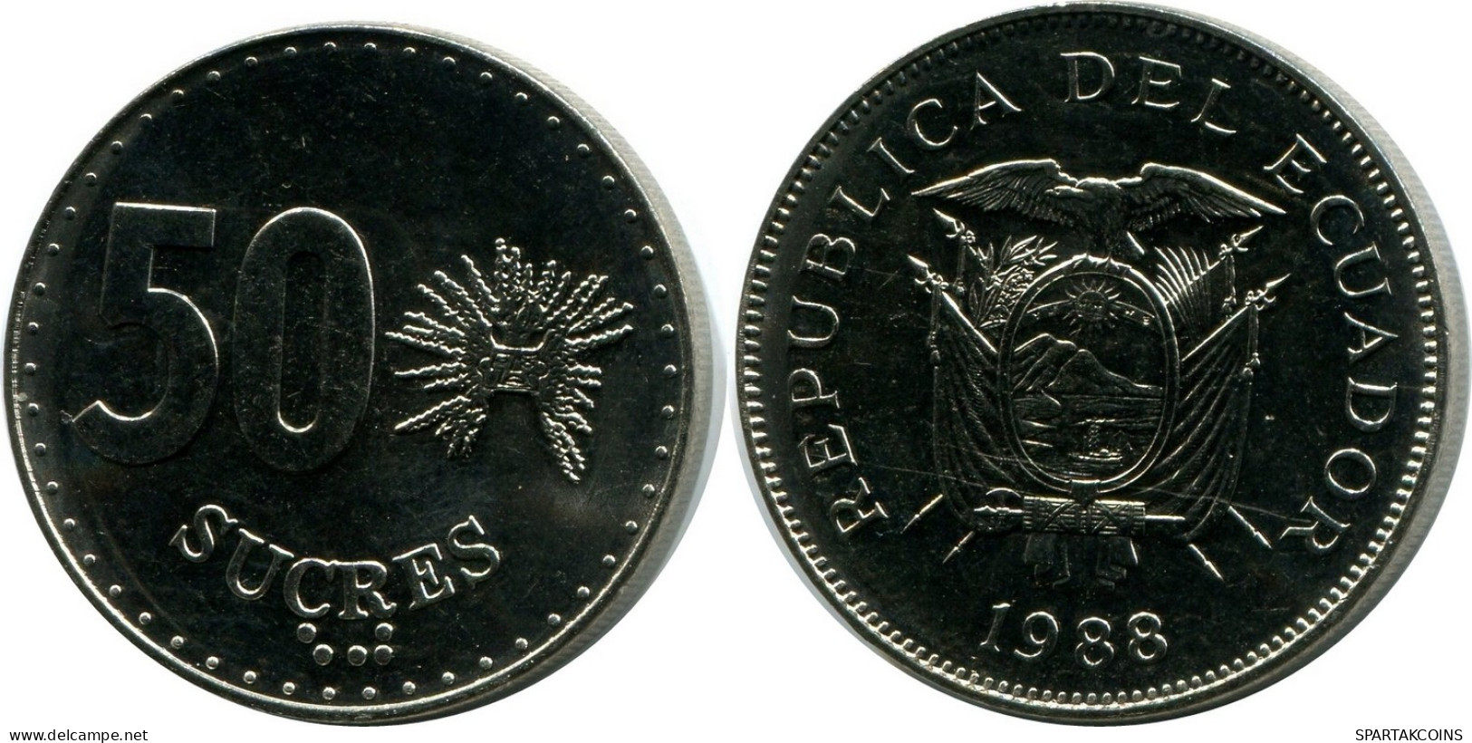 50 SUCRE 1991 ECUADOR UNC Coin #M10153.U - Ecuador