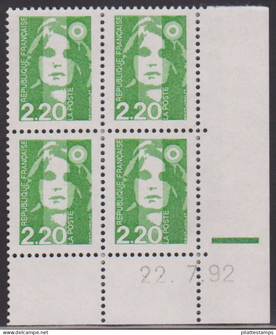 FRANCE N° 2714** MARIANNE DE BRIAT COIN DATE 22/7/92 - 1990-1999