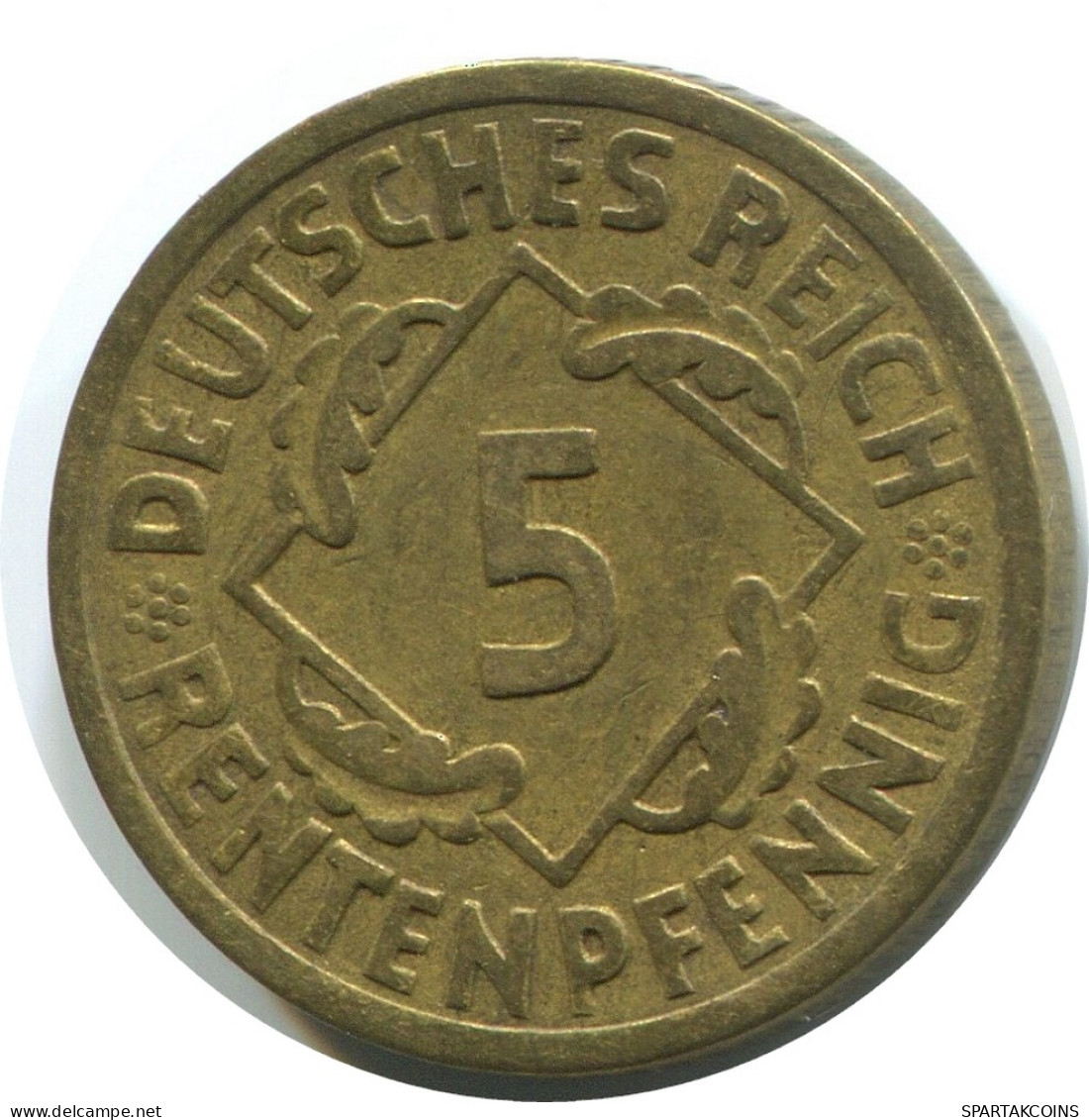5 REINTENPFENNIG 1924 A GERMANY Coin #AD817.9.U - 5 Rentenpfennig & 5 Reichspfennig