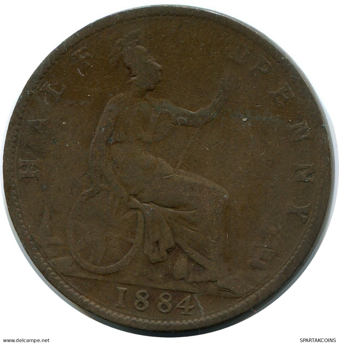 HALF PENNY 1884 UK GREAT BRITAIN Coin #AZ645.U - C. 1/2 Penny