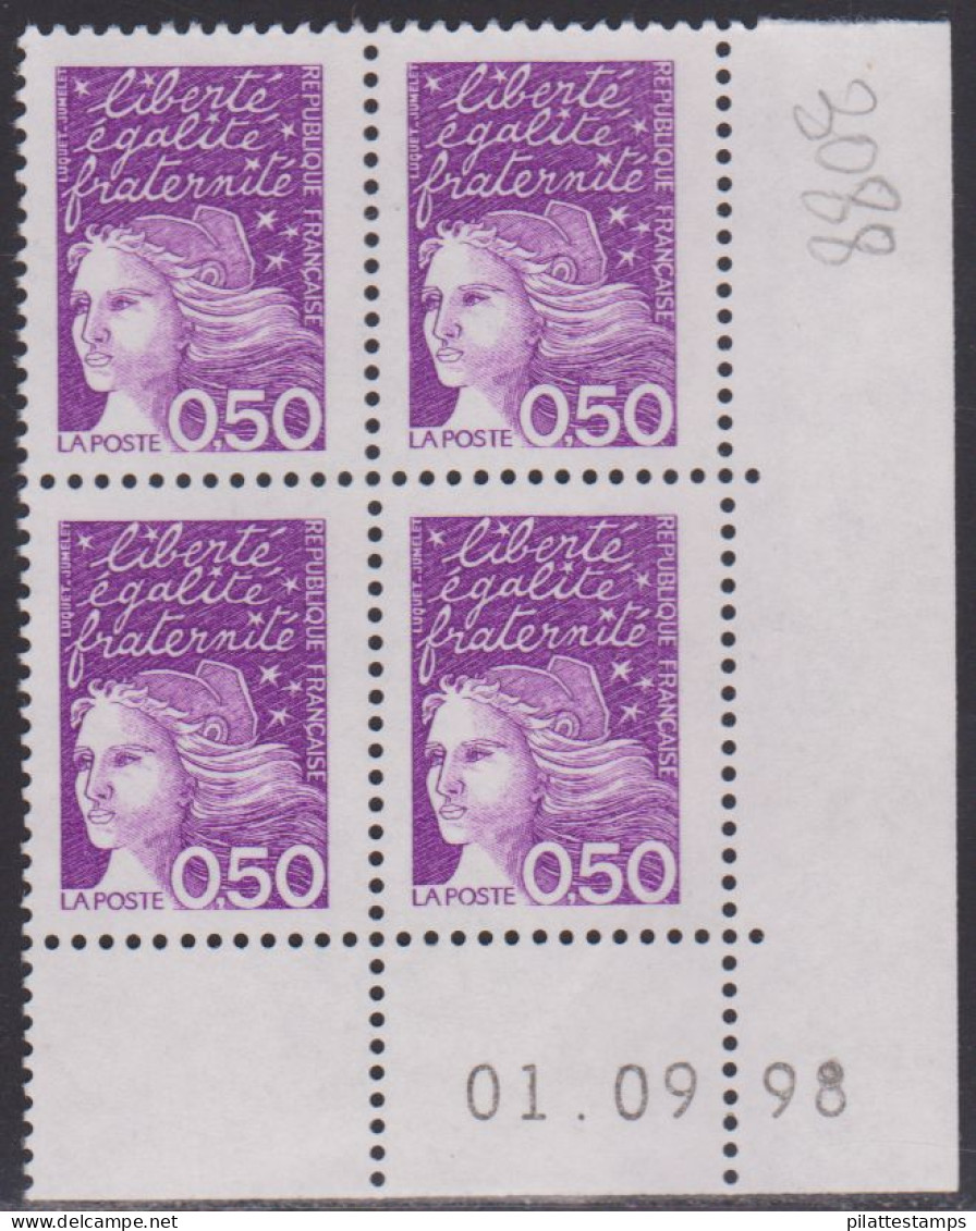 FRANCE N° 3088** MARIANNE DE LUQUET COIN DATE 1/9/98 - 1990-1999