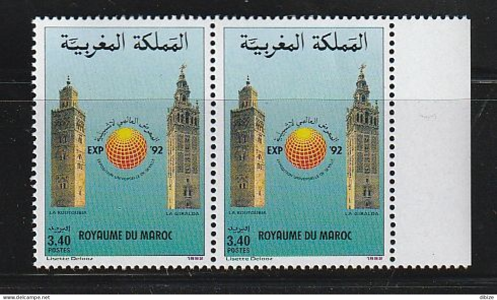 2 Timbres. Exposition Universelle De Séville 1992. Yvert Et Tellier N° 1129. 1992. - 1992 – Siviglia (Spagna)