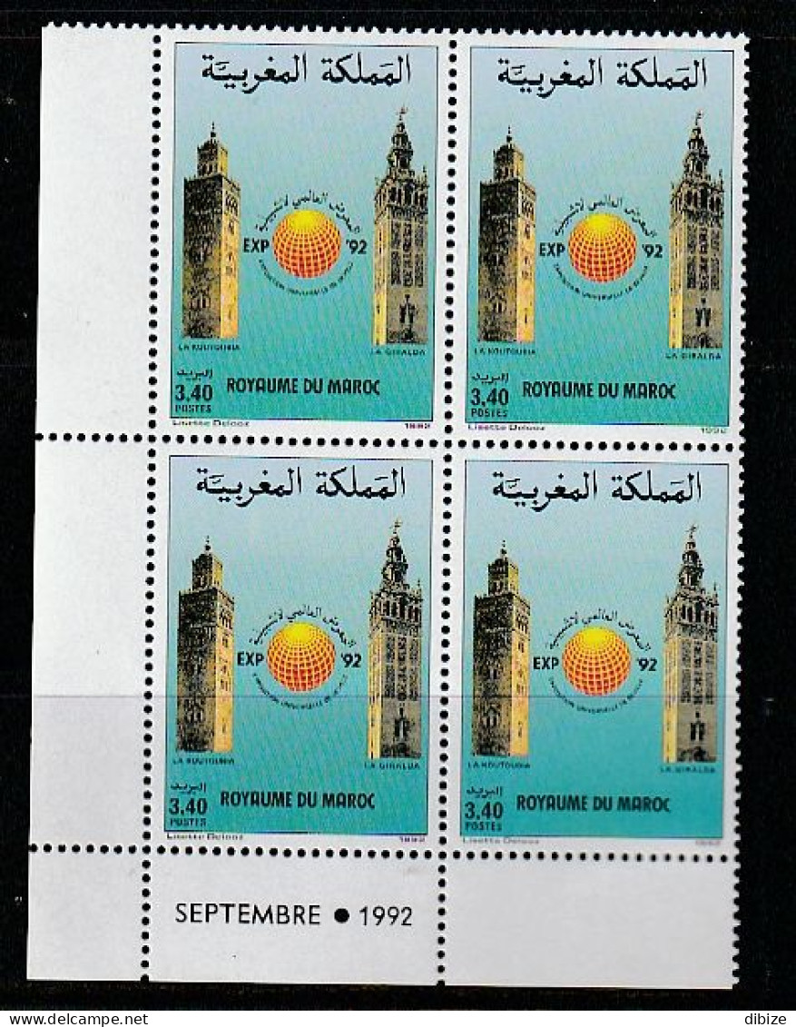 Coin Daté De 4 Timbres. Exposition Universelle De Séville 1992. Yvert Et Tellier N° 1129. 1992. - 1992 – Sevilla (Spanien)