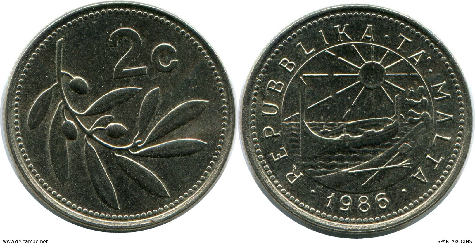 2 CENTS 1986 MALTA Moneda #AZ302.E - Malte