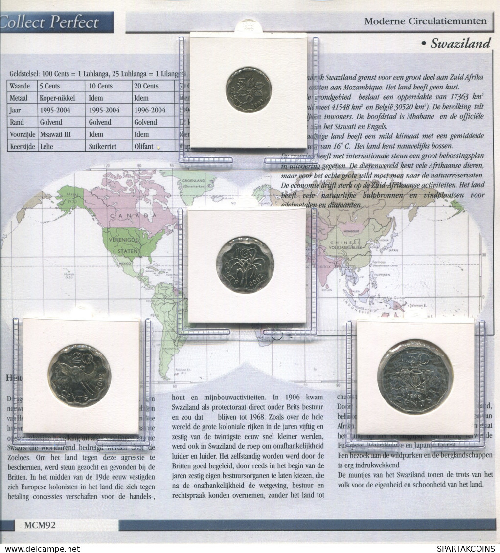 SWAZILANDIA SWAZILAND 1995-2004 Moneda SET 5. 10. 20. 50 CENTS UNC #SET1179.5.E - Swaziland