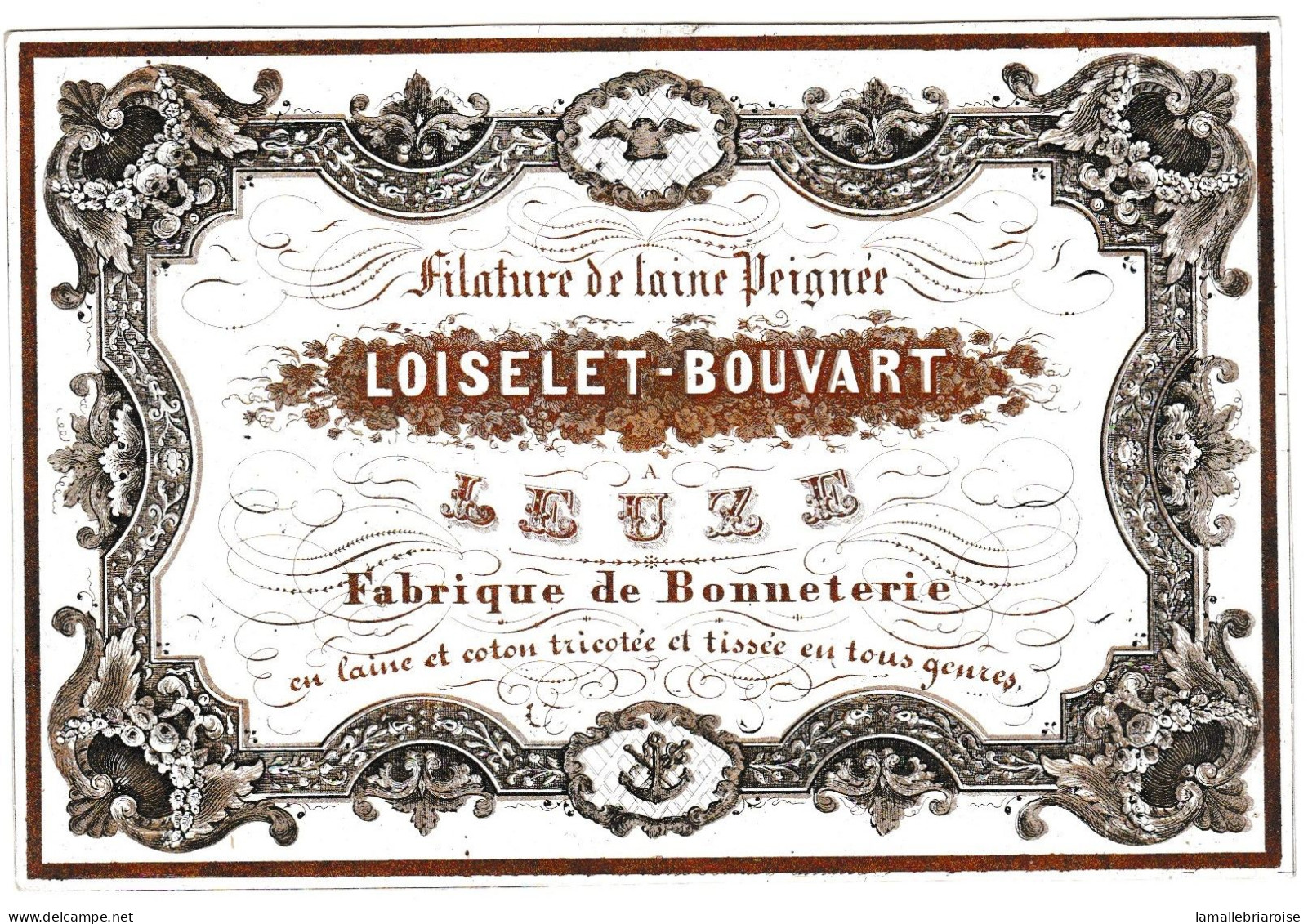 Belgique, "Carte Porcelaine" Porseleinkaart, Filature De Laine Peignée, Loiselet - Bouvart, Leuze, 133 X 90mm - Porzellan