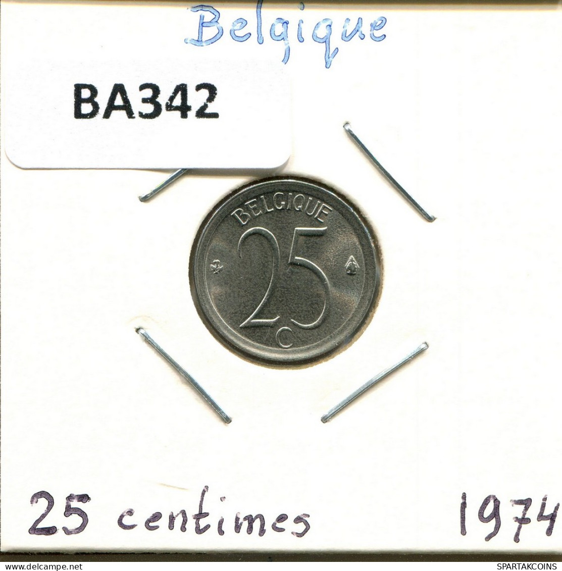 25 CENTIMES 1974 FRENCH Text BÉLGICA BELGIUM Moneda #BA342.E - 25 Cents