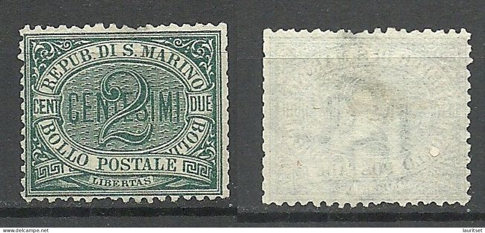 SAN MARINO 1877 Michel 1 (*) Ohne Gummi/mint No Gum - Unused Stamps